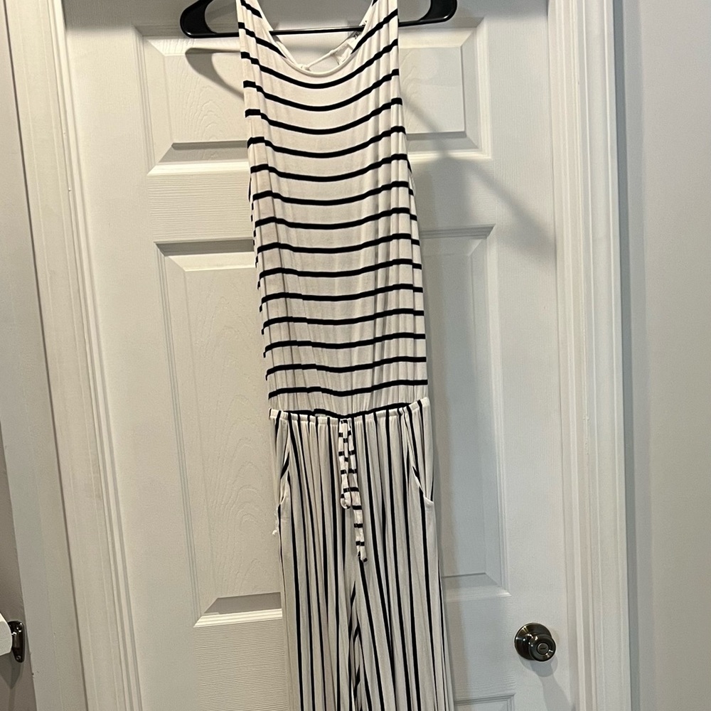 White stripe comfy jumpsuit